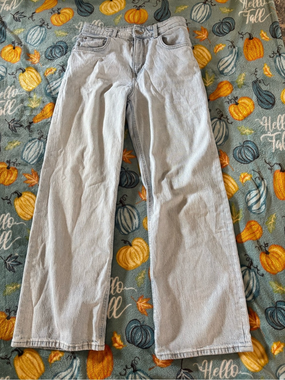 H&M Light Blue faded wide leg jeans